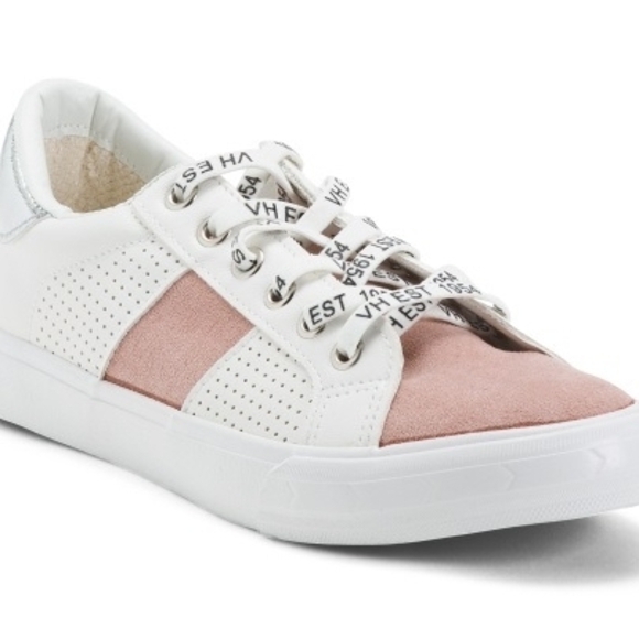 Vintage Havana Shoes - Vintage Havana White and Blush Suede-Accent Low-Top Sneaker